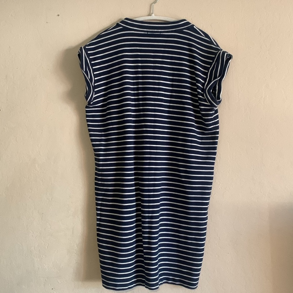 ATM ANTHONY THOMAS MELILLO Stripe Shift Dress In Navy/ Chalk Stripe Size Small - Picture 9 of 9